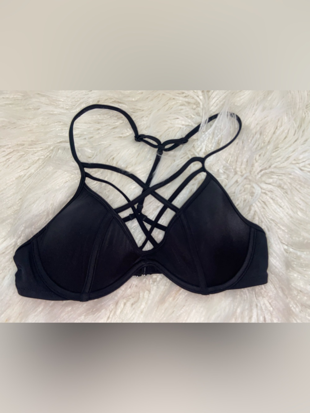 PINK Victoria's Secret Black Strappy Bikini Top